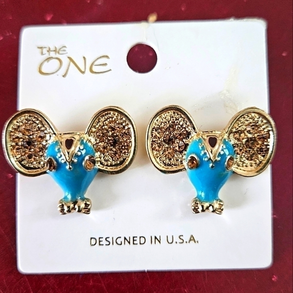 The one blue gold enamel earrings